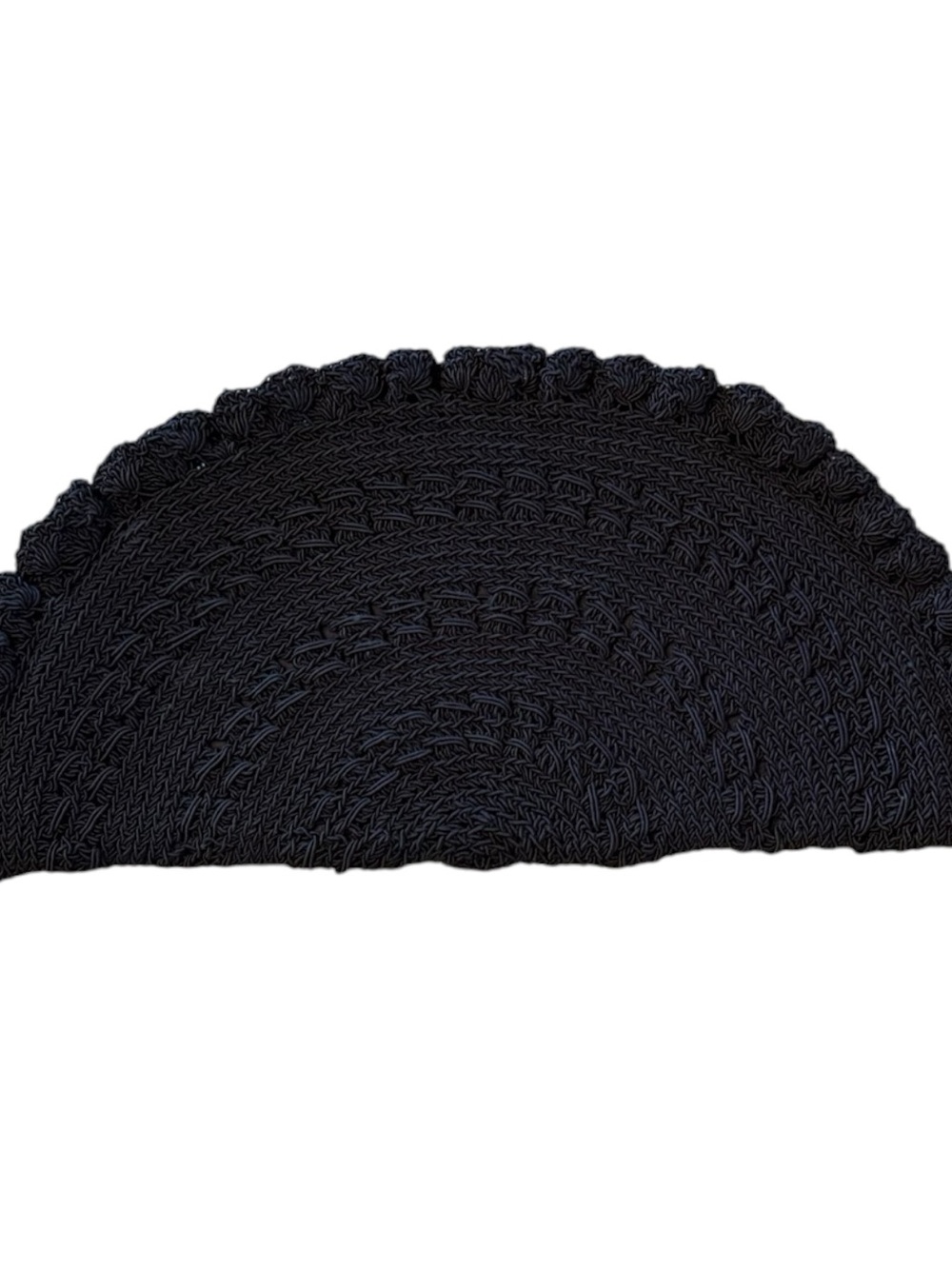 1940’s Vinatage Black Crochet Half-Moon Clutch Bag - Women Accessories